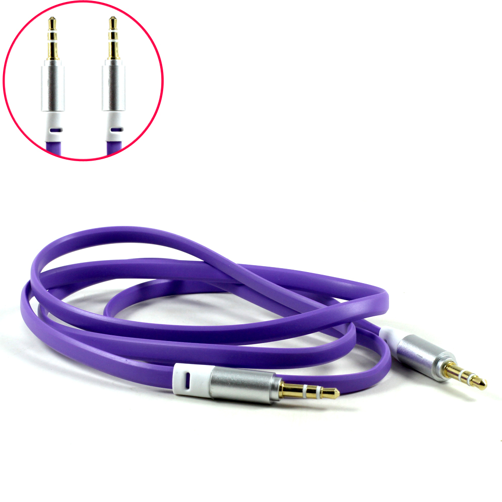 Auxiliary Music Cable 3.5mm to 3.5mm Flat Wire Cable (Purple)